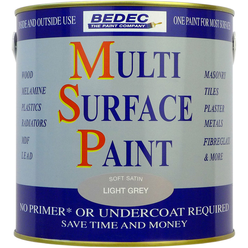 Bedec Multi Surface Paint Satin Light 2.5L in Grey Plastic Price Comparisons | Compare The Build