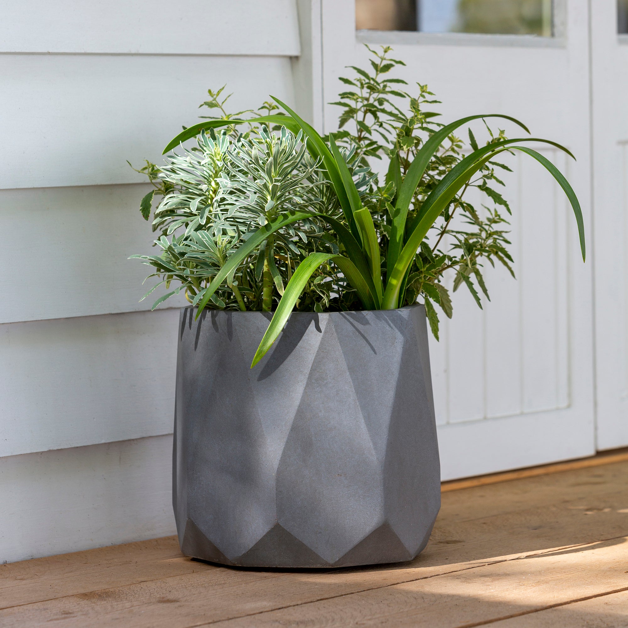 Fibre Clay Geometric Grey Planter Grey Price Comparisons | Compare The Build