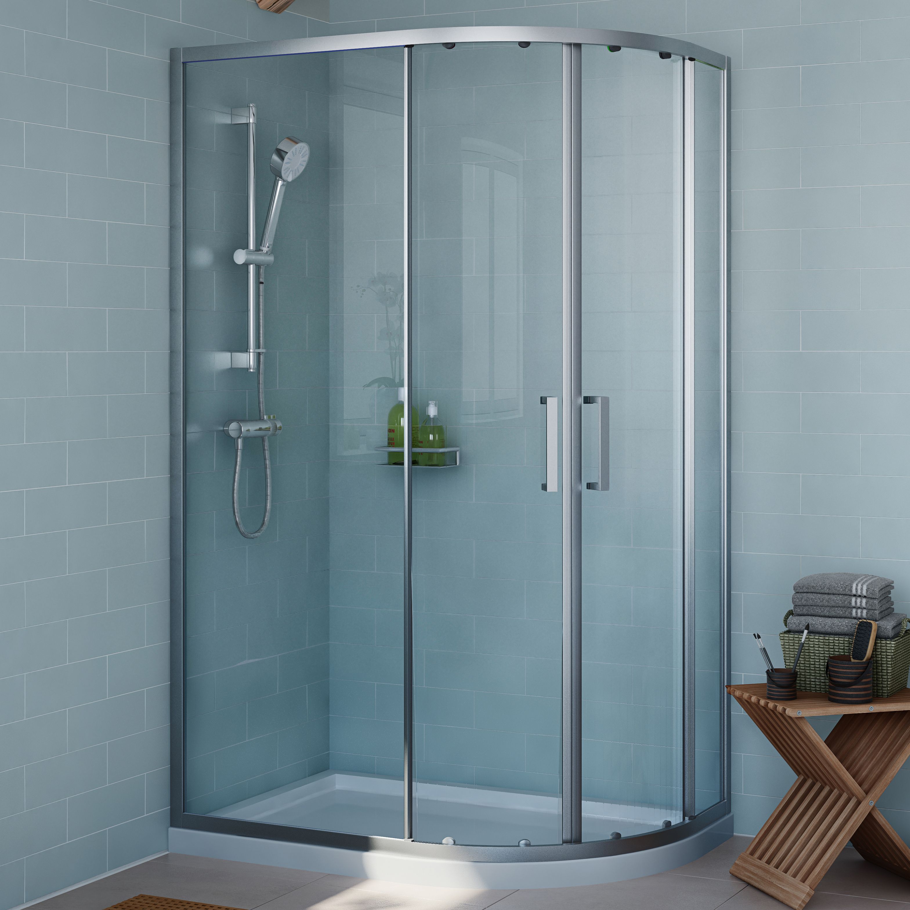 Cooke & Lewis Exuberance Offset Quadrant Shower Enclosure, Tray & Waste Pack With Double Sliding Doors (W)1200mm (D)800mm Price Comparisons | Compare The Build