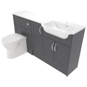 Deccado Padworth Charcoal Grey Right Hand 1500mm Fitted Vanity & Toilet Pan Unit Combination with Right Hand Basin Price Comparisons | Compare The Build