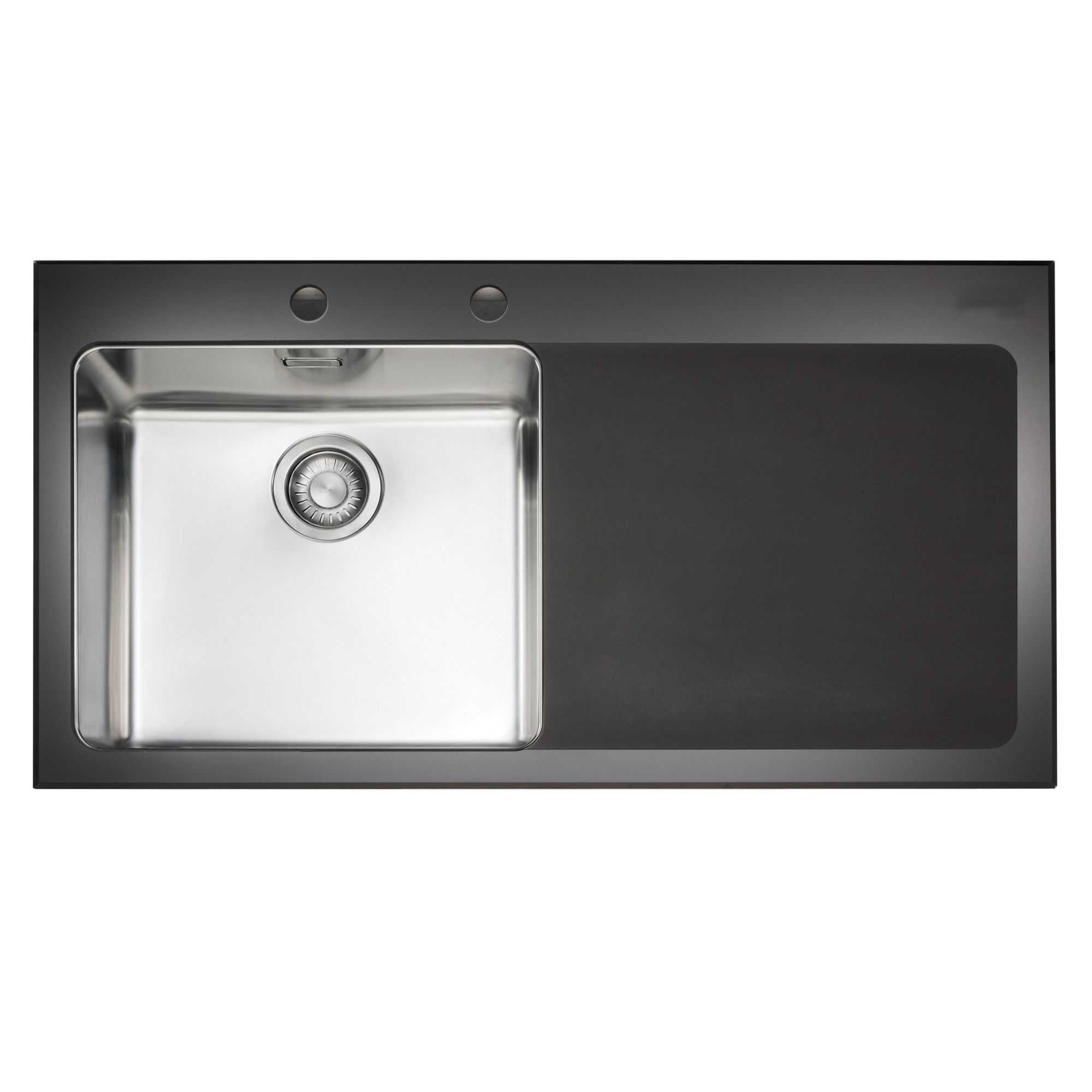 Franke Kubus 1 Bowl Black Polished Toughened Glass & Stainless Steel Single Kitchen Sink Price Comparisons | Compare The Build