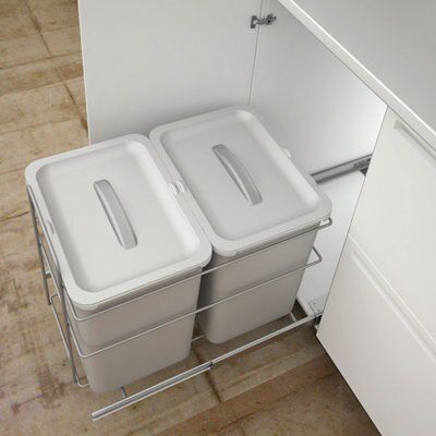 It Kitchens Double Grey Rectangular Integrated Pull-Out Bin, 32L Price Comparisons | Compare The Build