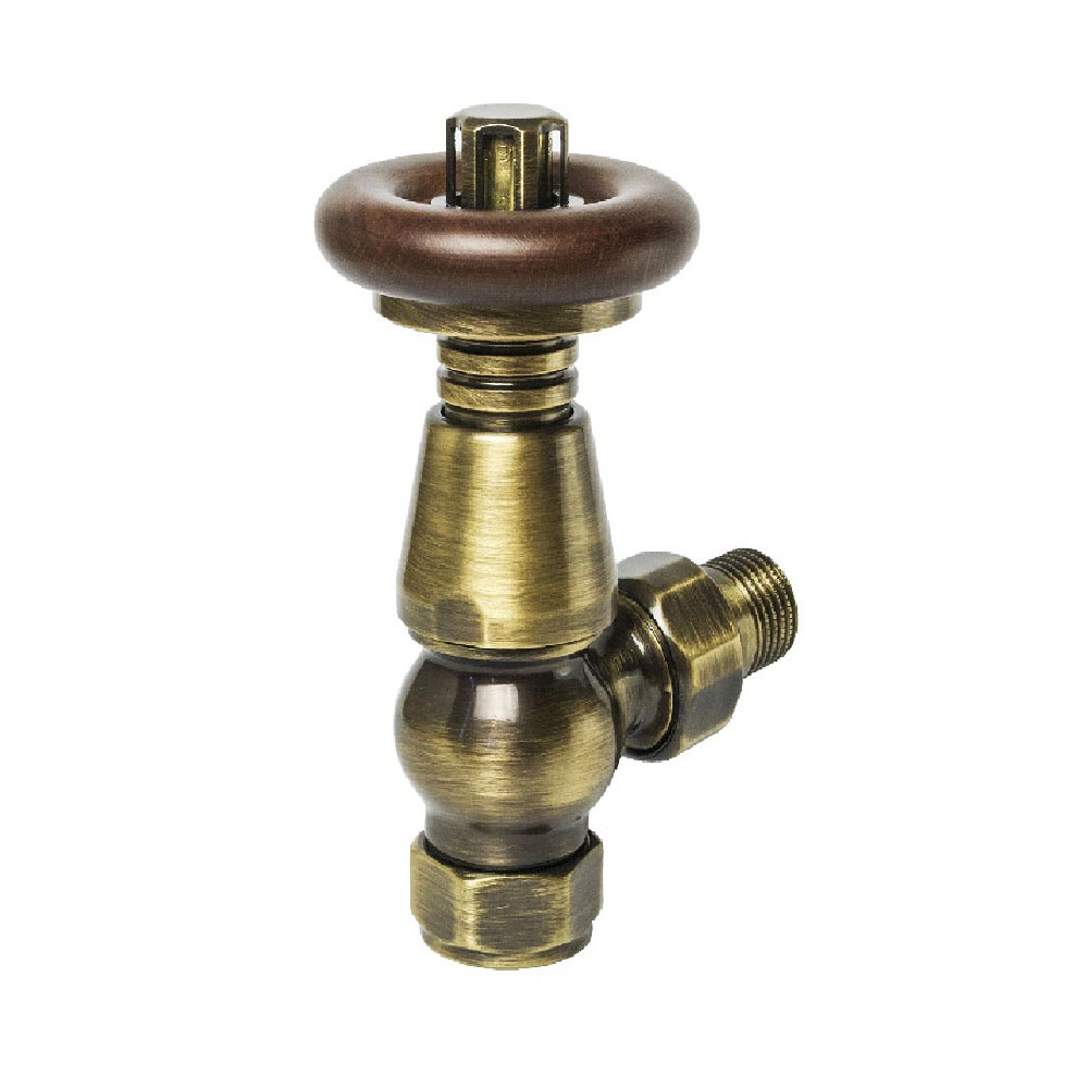 Nordic Thermostatic Valves, Traditional, Brass/Walnut Angled | Compare The Build