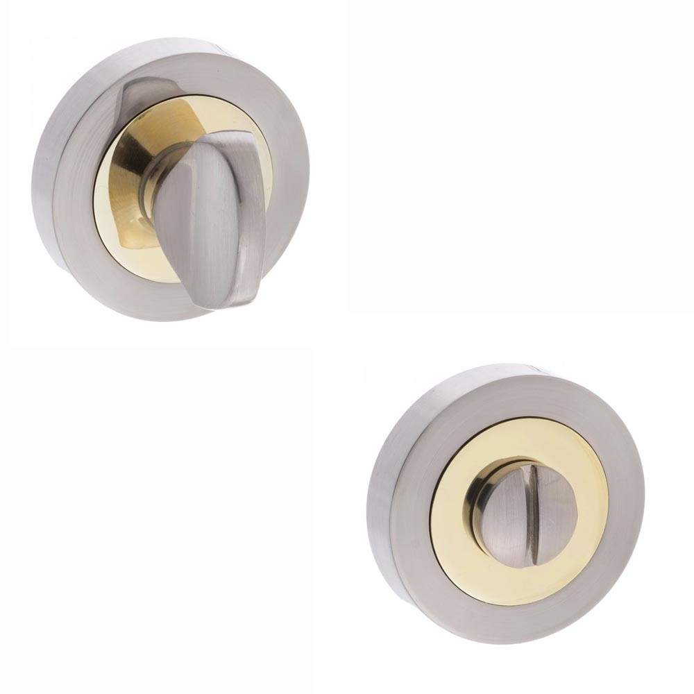 Atlantic STATUS Multi-Tonal WC Turn and Release on Round Rose - Satin Nickel / Polished Brass Atlantic UK S3WCRSNBP | Compare The Build