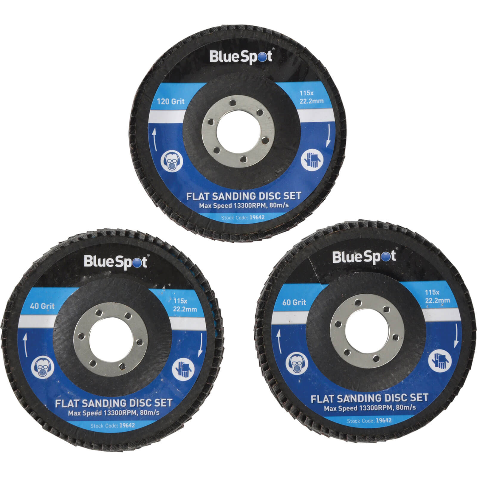 BlueSpot 3 Piece Flap Disc Set 115mm 115mm Assorted Price Comparisons | Compare The Build