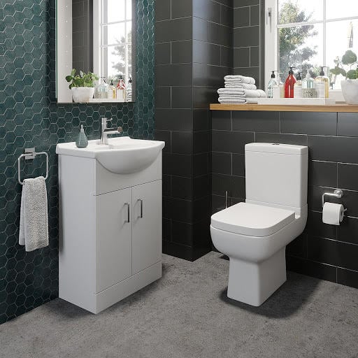 Amelie Close Coupled Toilet & Essence Vanity Unit 550mm Price Comparisons | Compare The Build