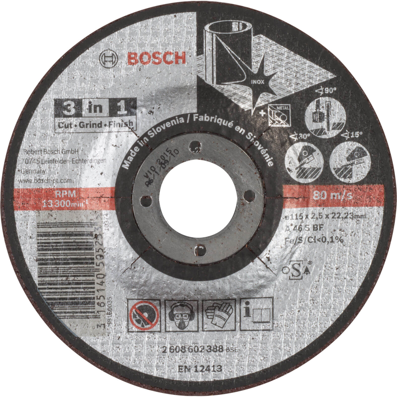 Bosch Depressed Centre 3 in 1 Cutting Grinding Finishing Disc 115mm 2.5mm 22mm | Compare The Build