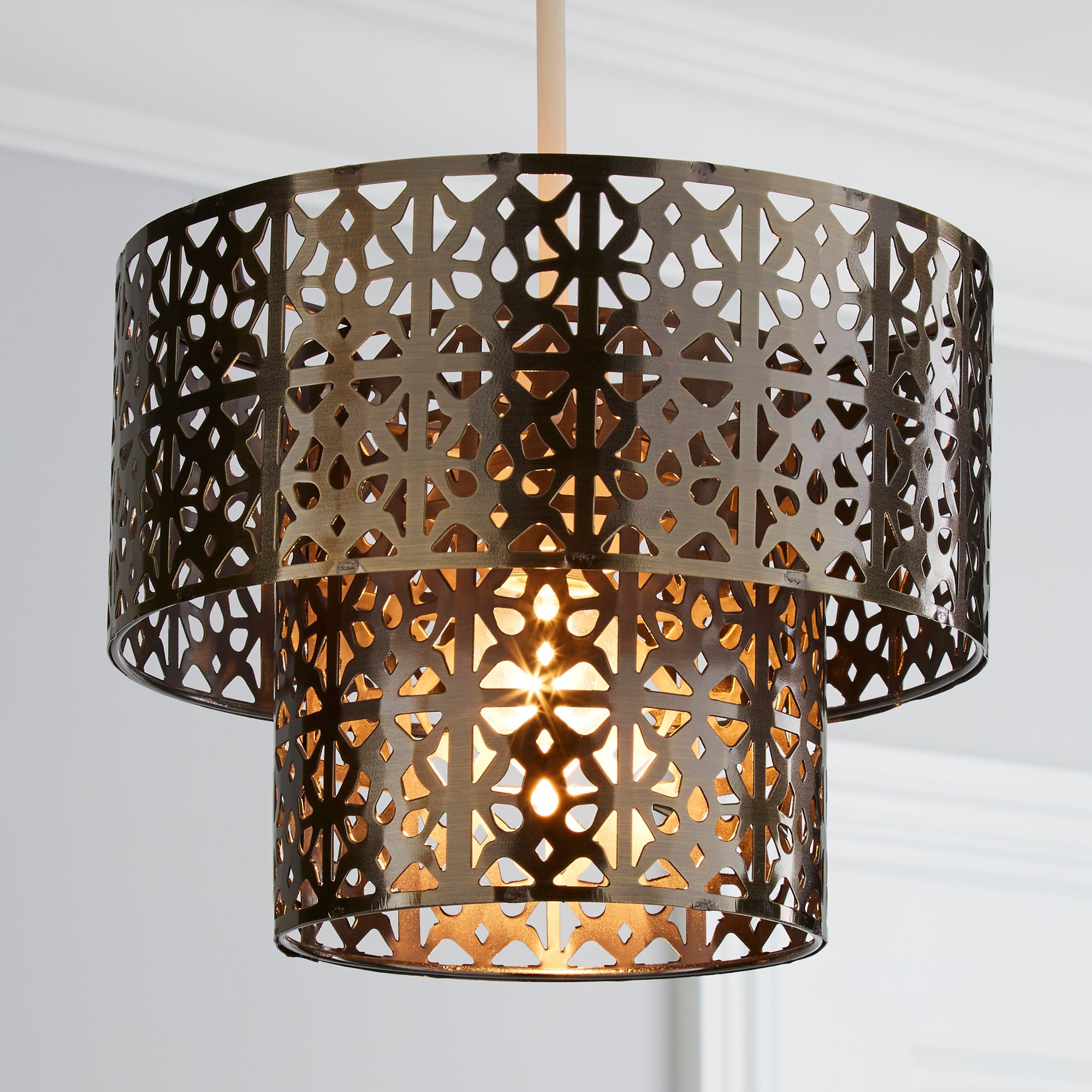 Cut Out 2 Tier Antique Brass Easy Fit Pendant Bronze Price Comparisons | Compare The Build