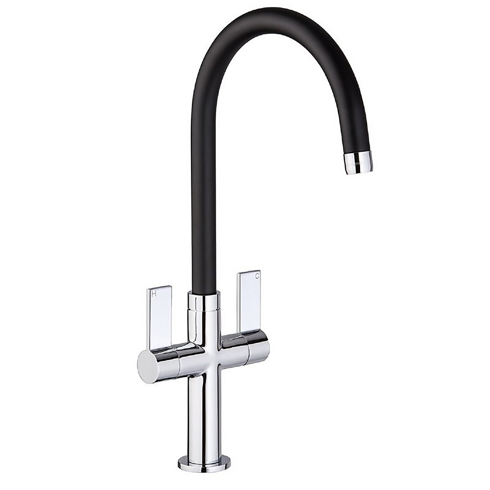 Mondella Concerto Sleek Twin Level Kitchen Mixer Tap - Black & Chrome Price Comparisons | Compare The Build