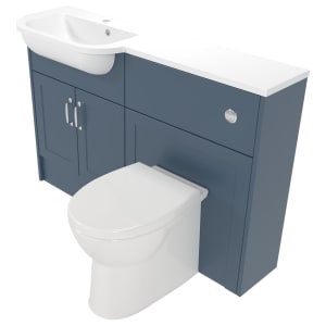 Deccado Padworth Juniper Blue Left Hand 1200mm Slimline Fitted Vanity & Toilet Pan Unit Combination with Left Hand Basin Price Comparisons | Compare The Build