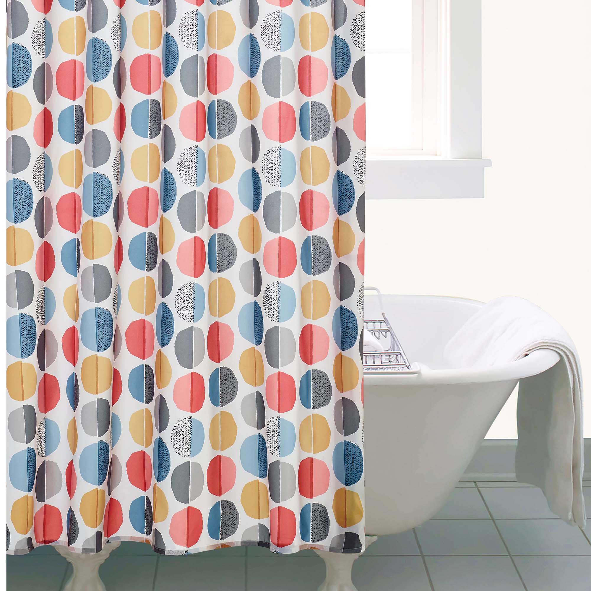 Elements Circle Shower Curtain White/Orange/Blue Price Comparisons | Compare The Build