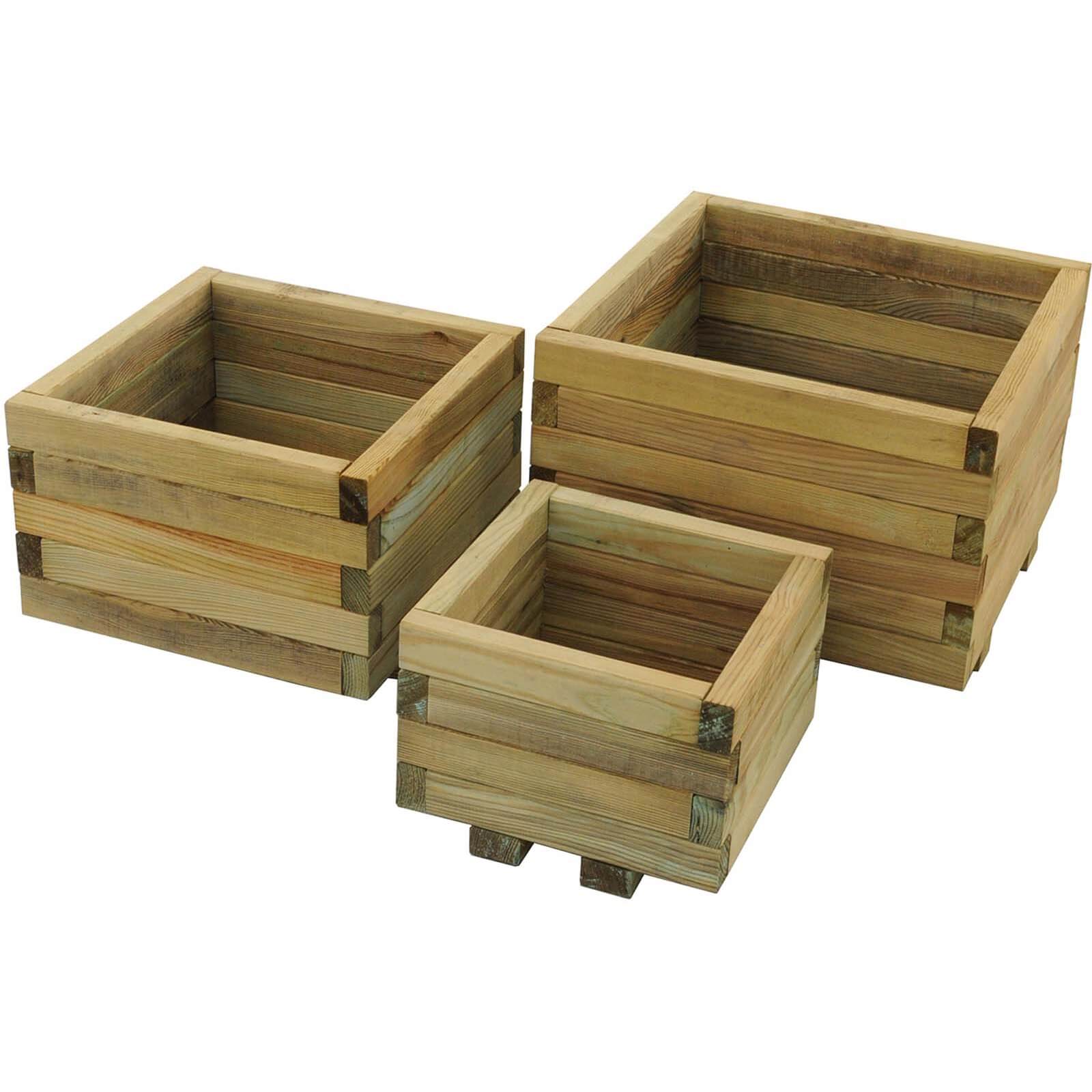 Forest Garden Wooden Kendal Square Planter (Set of 3) Price Comparisons | Compare The Build