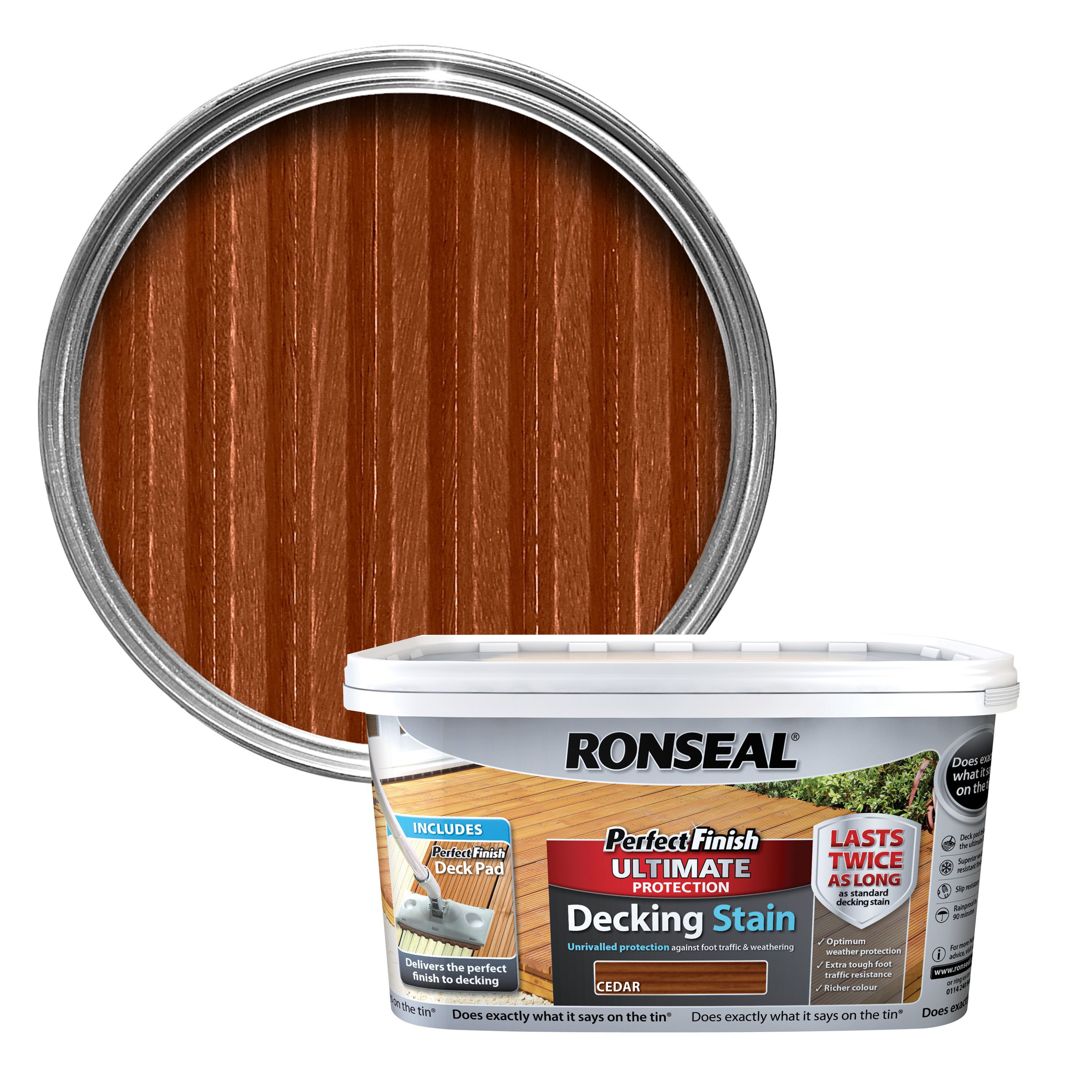 Ronseal Perfect Finish Cedar Decking Wood Stain, 2.5 | Compare The Build