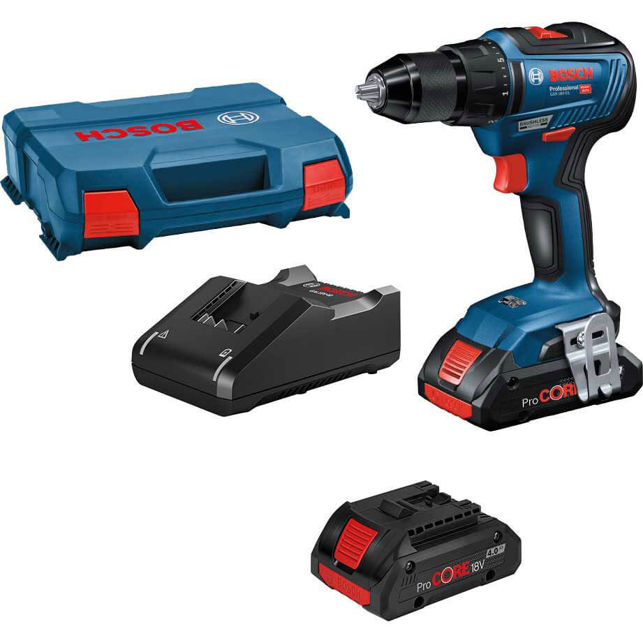 Bosch GSB 18V-55 18v Cordless Brushless Combi Drill 2 x 4ah Li-ion ProCore Charger Case Price Comparisons | Compare The Build