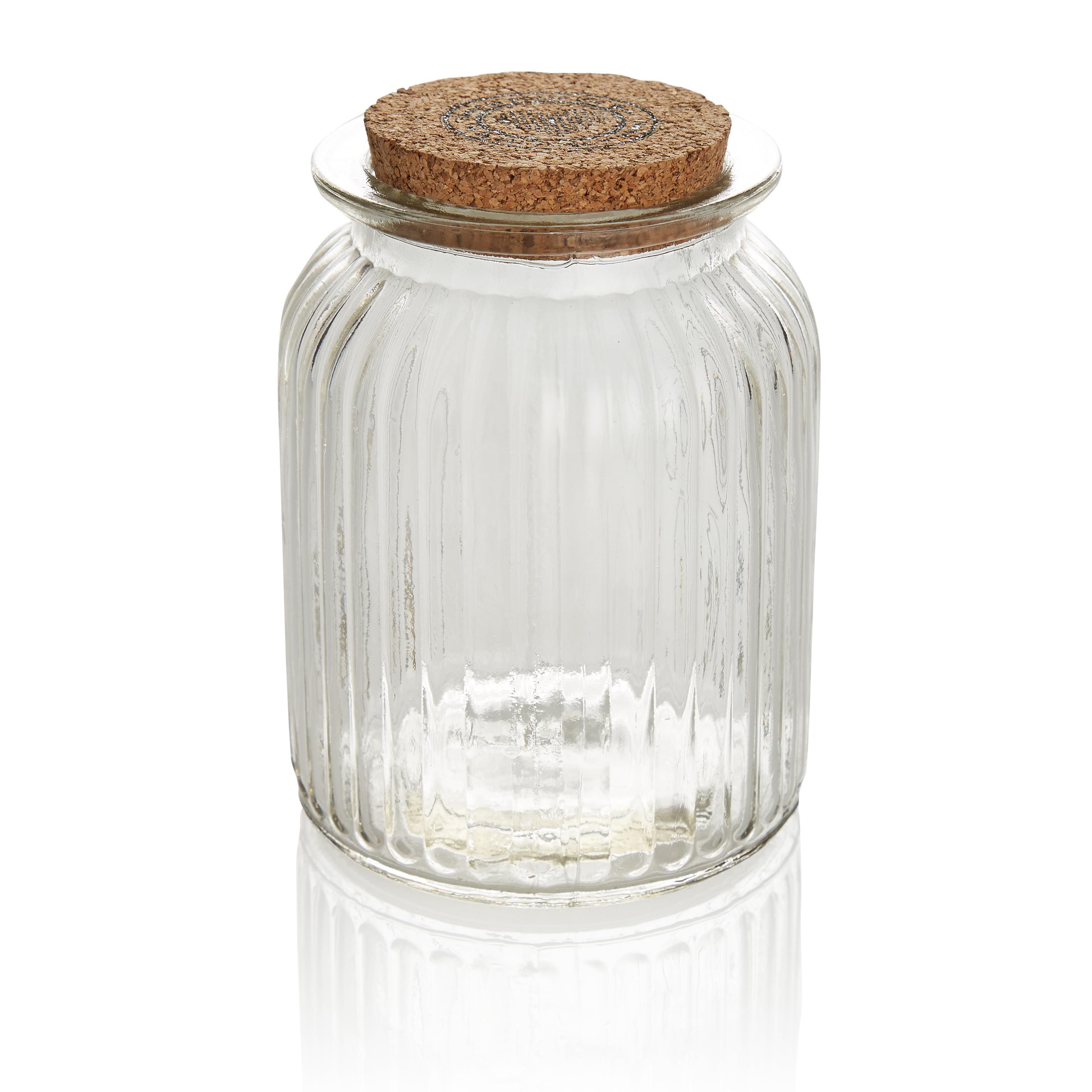 Ribbed Glass Storage Jar With Cork Lid, Medium Price Comparisons | Compare The Build