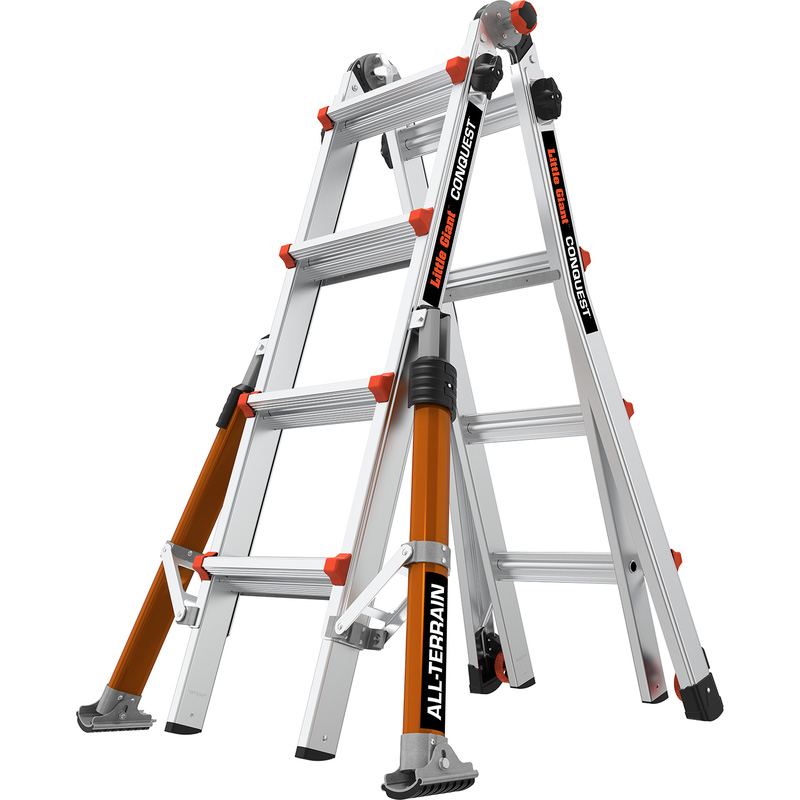 Little Giant Conquest All-Terrain Multi-purpose Ladder 4 Rung Aluminium Price Comparisons | Compare The Build