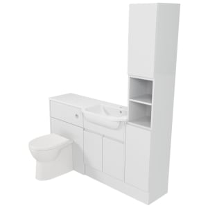 Deccado Clifton Bright White Right Hand 1500mm Fitted Tower, Vanity & Toilet Pan Unit Combination with Right Hand Basin Price Comparisons | Compare The Build