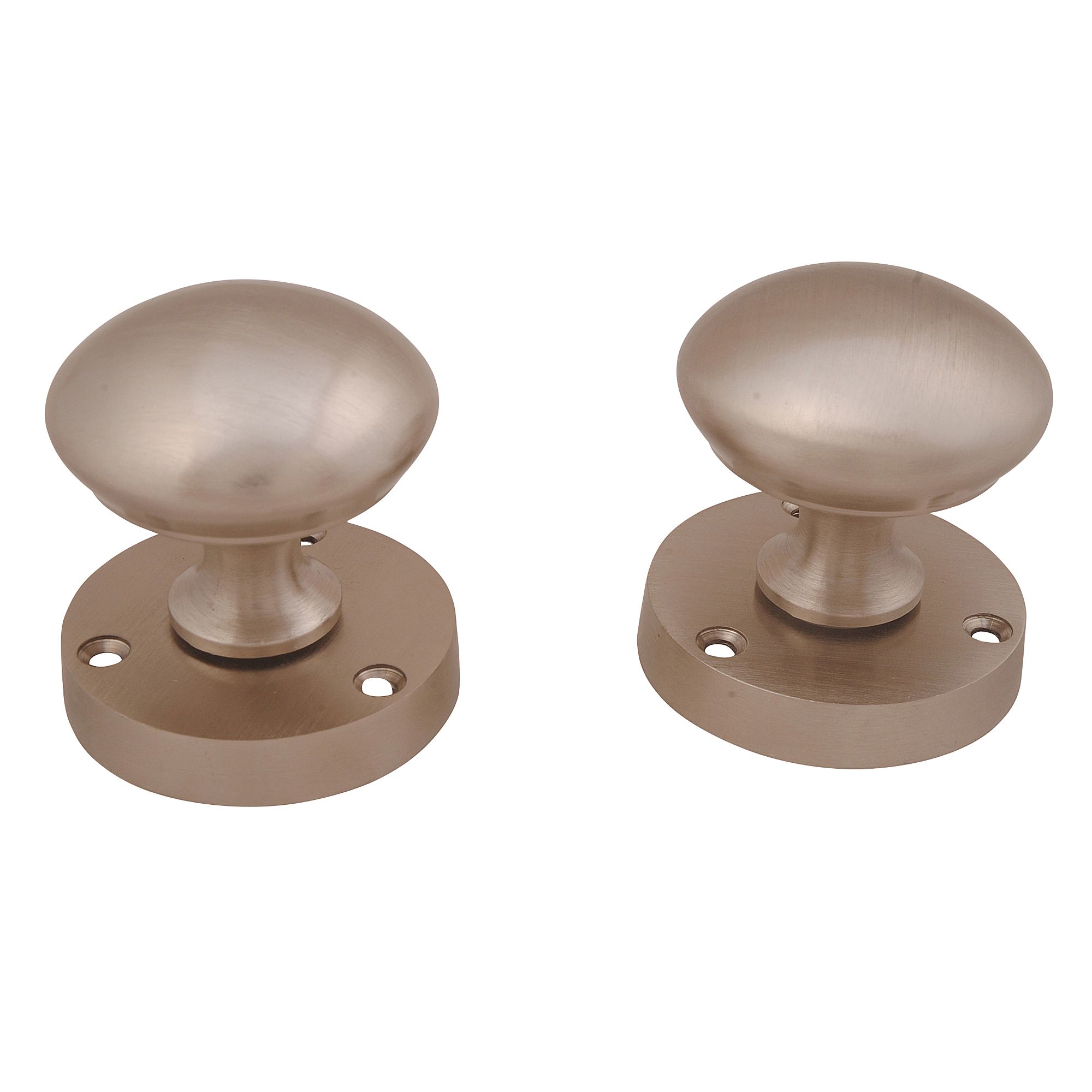 Satin Nickel Effect Zamak Round Door Knob (Dia)53mm, Pair Price Comparisons | Compare The Build