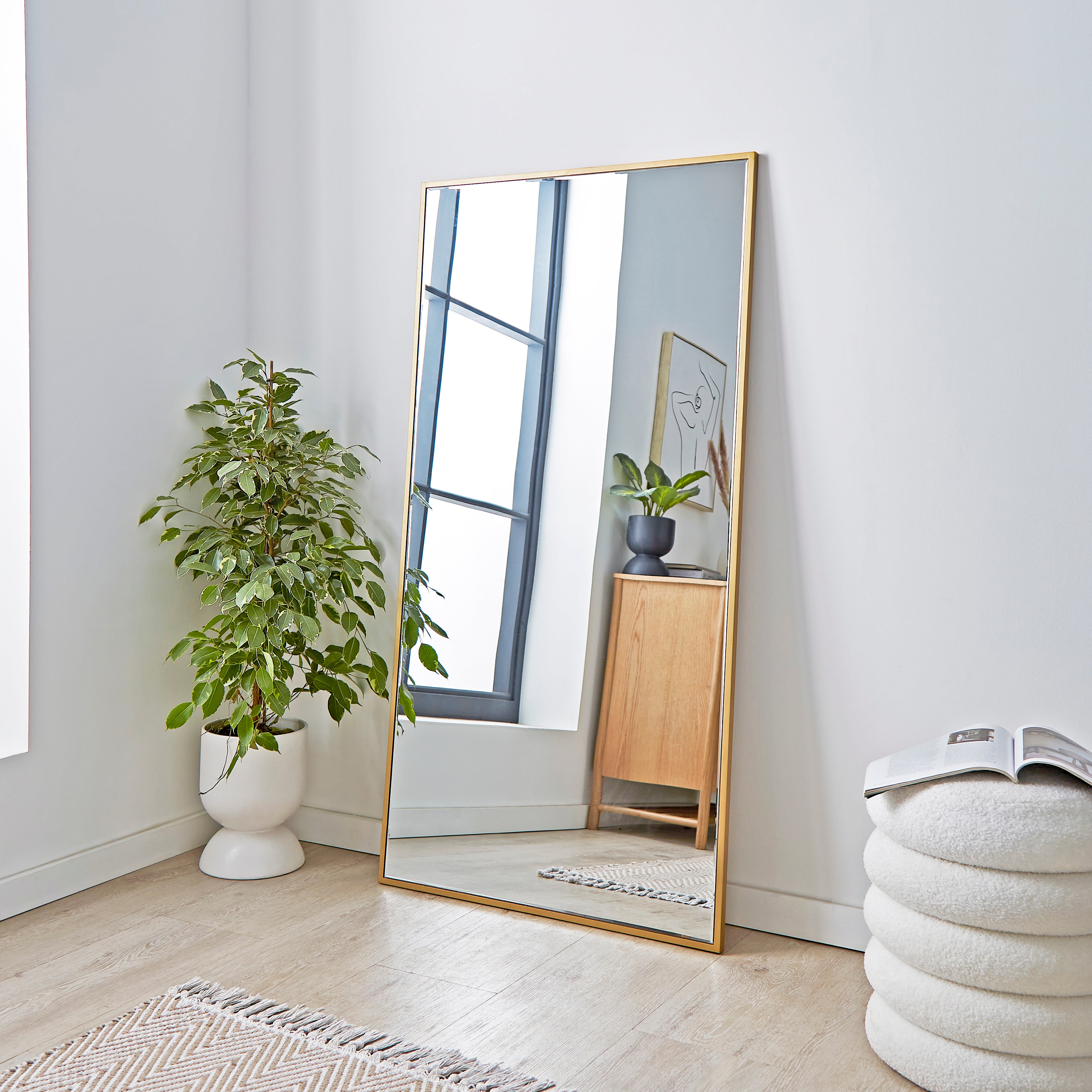 Apartment Leaner Mirror, 145x75cm Gold | Compare The Build