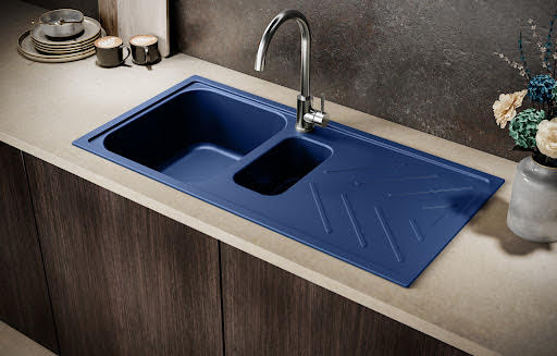 Reginox Calvi 15 Blue Granite 1.5 Bowl Kitchen Sink with Drainer | Compare The Build