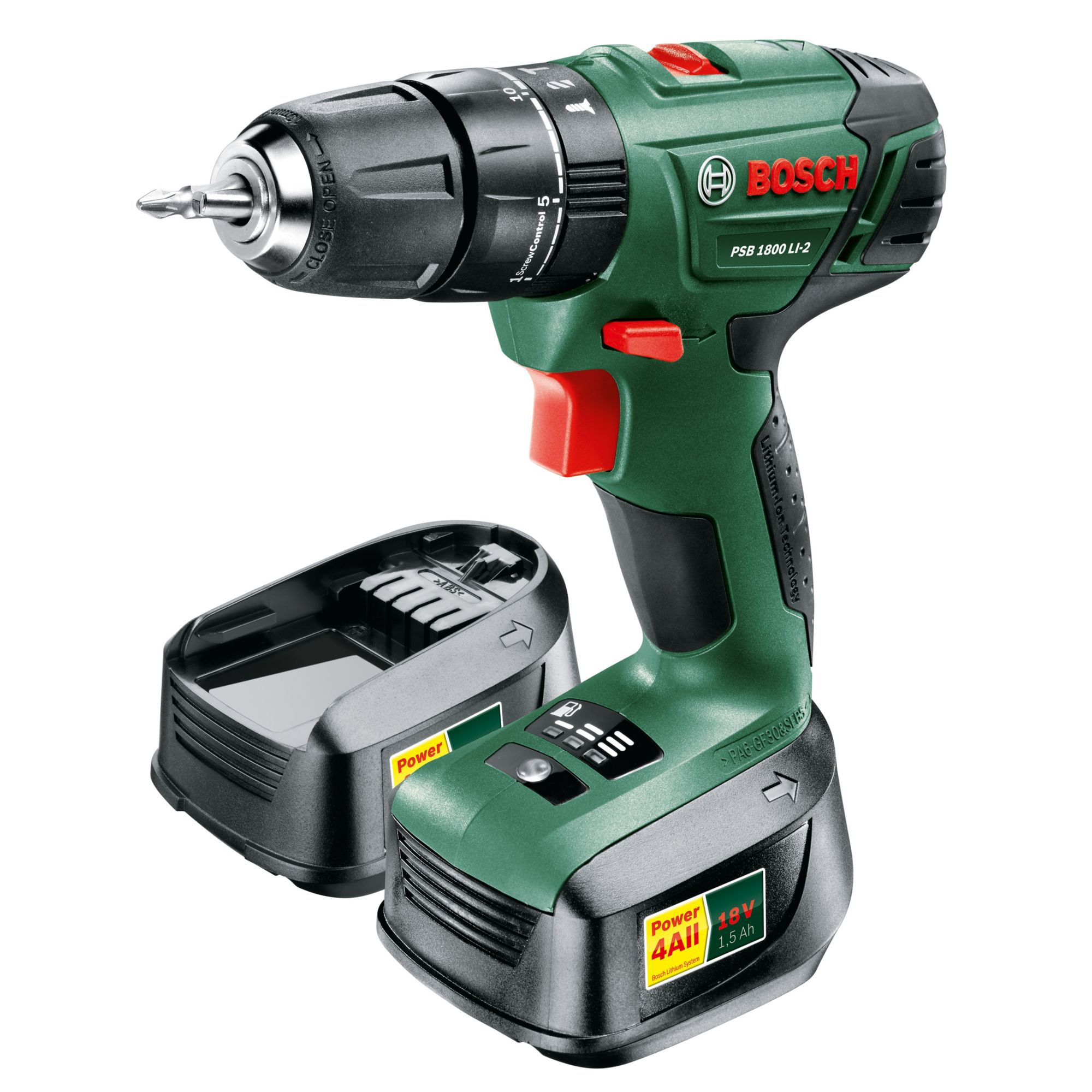 Bosch 18V 1.5Ah Li-Ion Cordless Combi Drill Psb 1800 Li 2 - 2 Batteries Included | Compare The Build