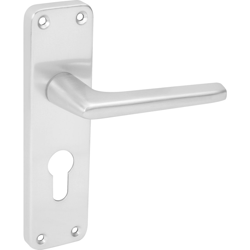 Eclipse Aluminium Door Handles Euro Lock Satin 154 x 41mm (Pair) in Silver Price Comparisons | Compare The Build