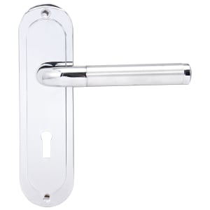 Madrid Polished Chrome & Satin Nickel Lock Door Handle - 1 Pair Price Comparisons | Compare The Build