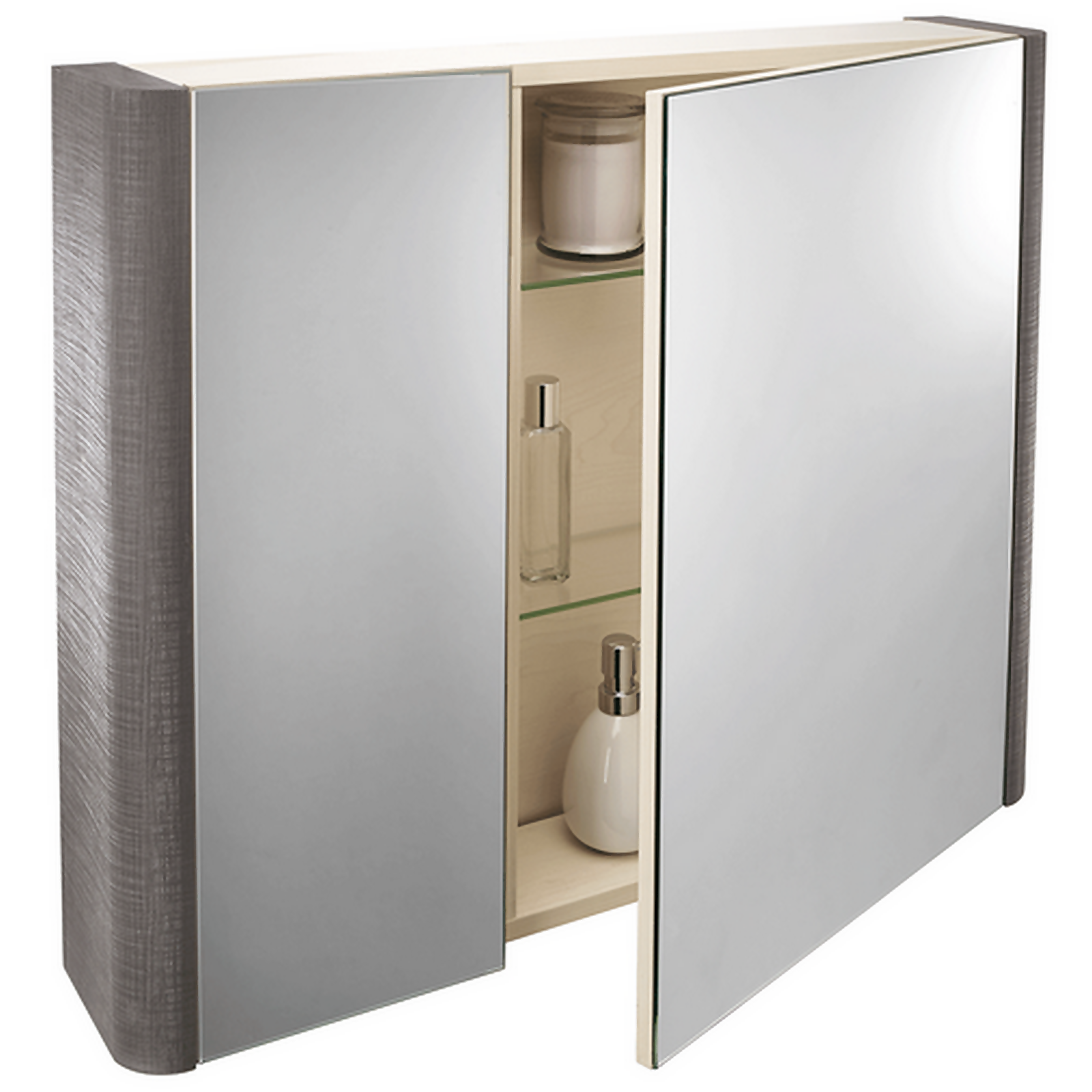 Bathstore Linen 800mm Mirror Wall Cabinet - Grey | Compare The Build