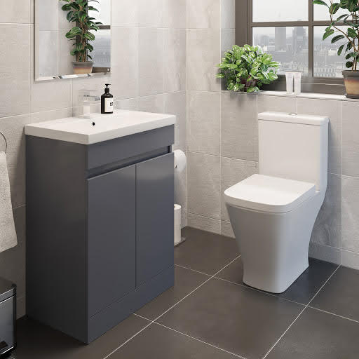 Marseille Close Coupled Toilet & Artis Grey Gloss Vanity Unit 600mm Price Comparisons | Compare The Build