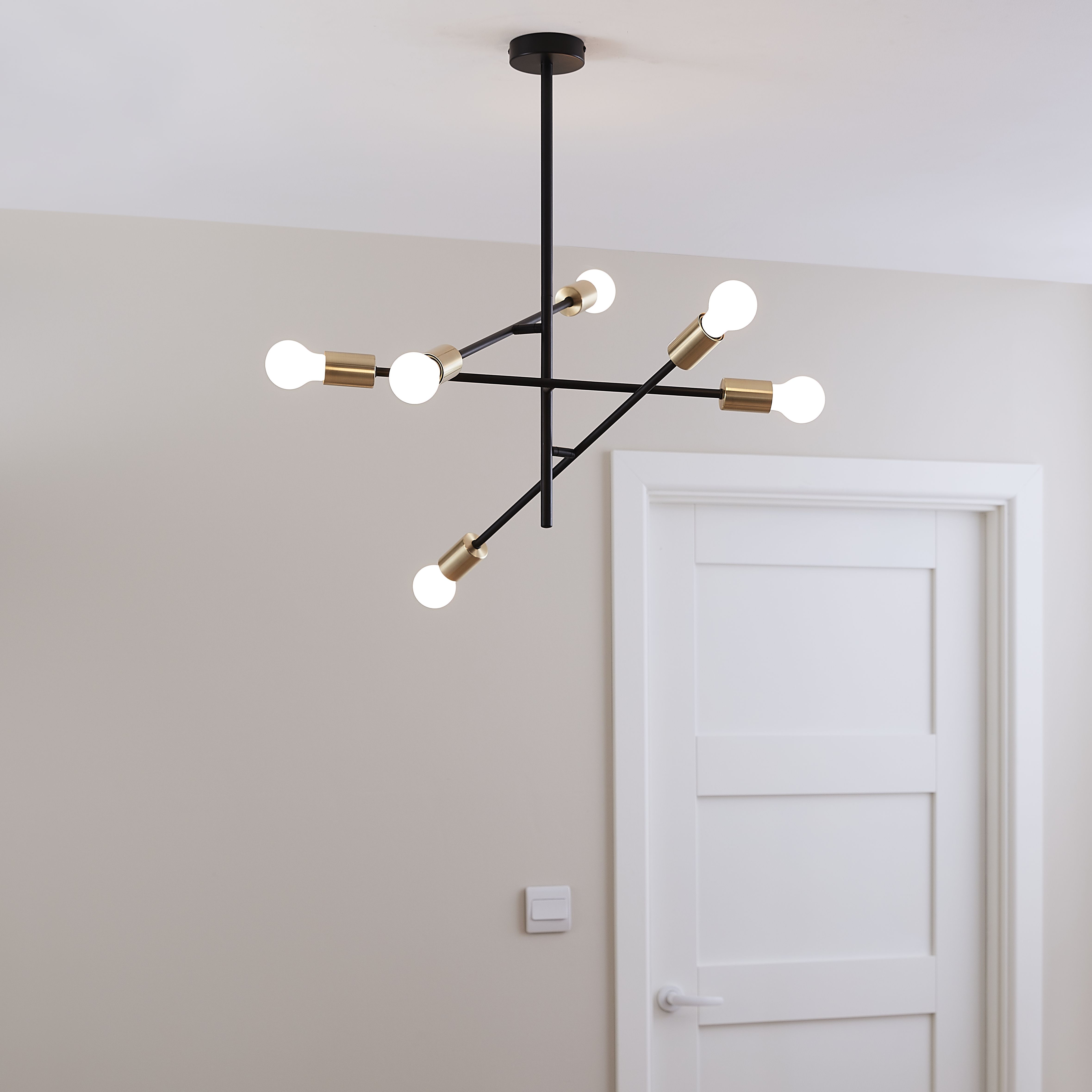 GoodHome Monzoni Black Gold Effect 6 Lamp Pendant Ceiling Light, (Dia)515mm Price Comparisons | Compare The Build