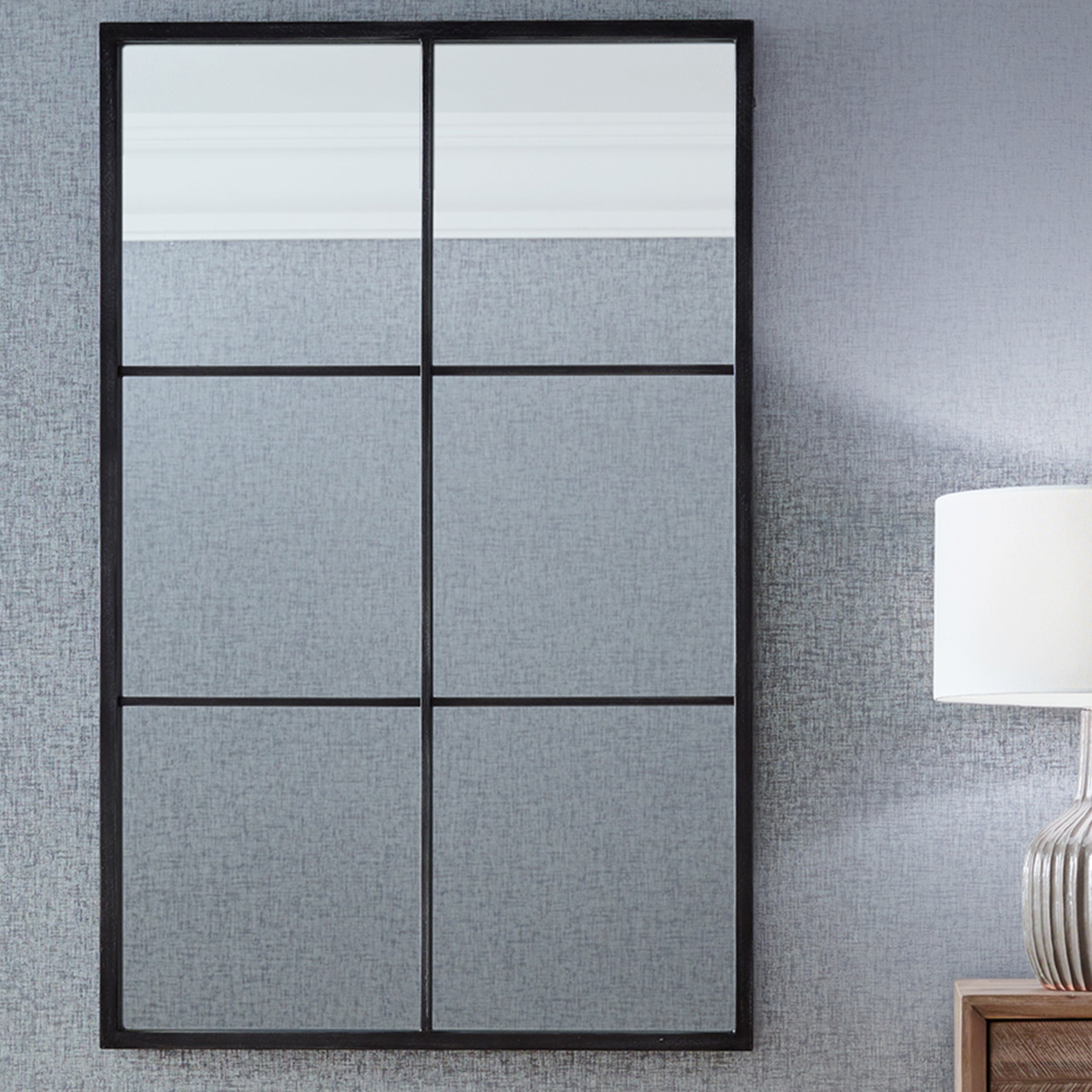 6 Pane Foxed Glass Mirror, Matt Black 70x100cm Black Price Comparisons | Compare The Build