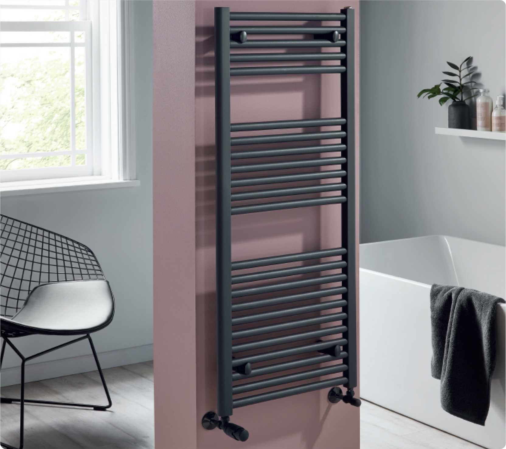 Towelrads Pisa Ladder Rail - 25mm, Anthracite Straight, 1600x600mm Price Comparisons | Compare The Build