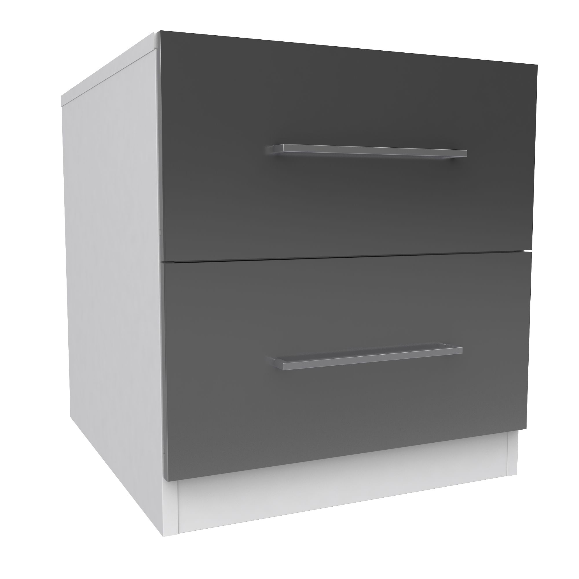 Darwin Gloss White & Anthracite 2 Drawer Bedside Chest (H)546mm (W)500mm (D)566mm Price Comparisons | Compare The Build