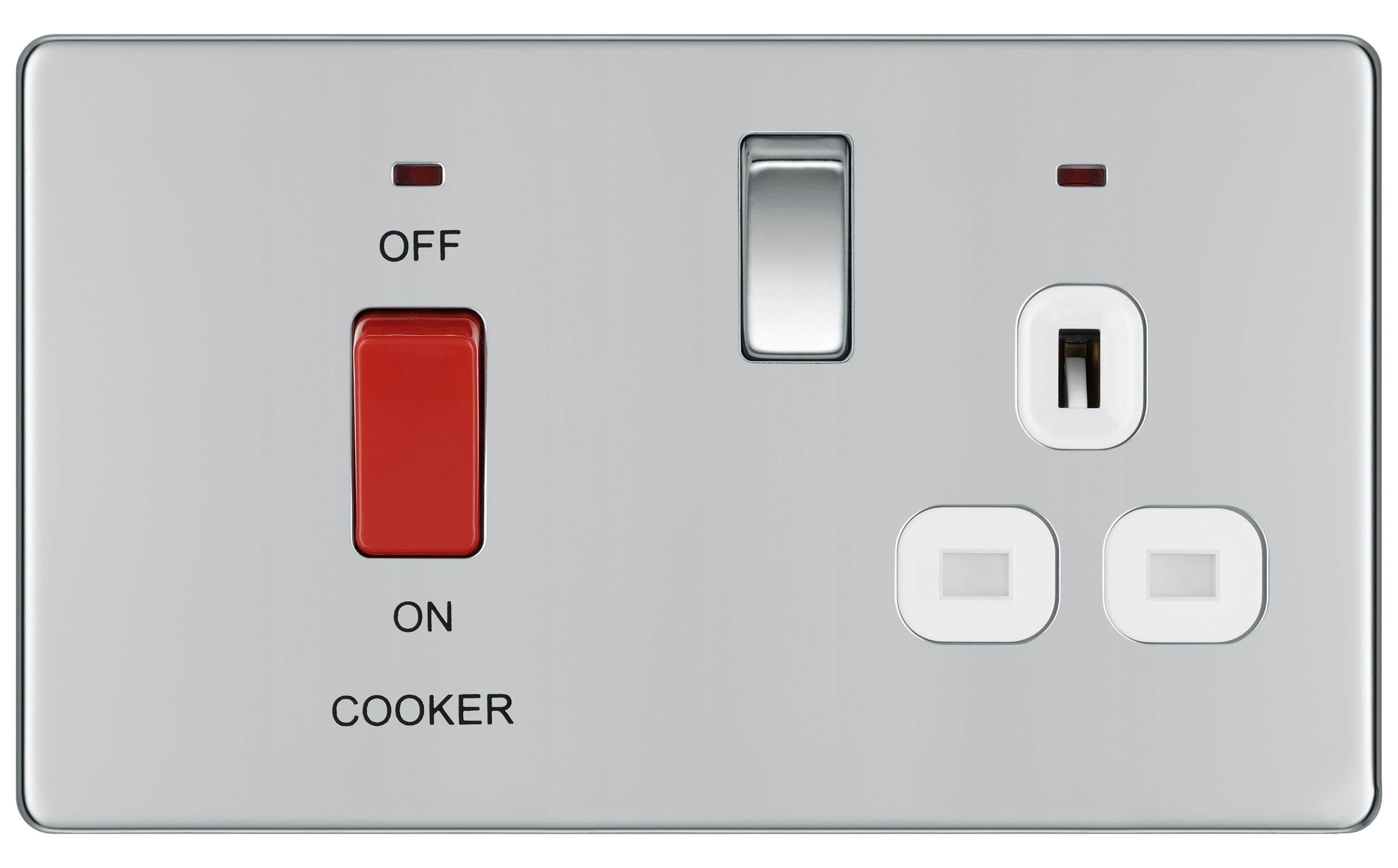 Colours Chrome 45A 2 Gang Flat Cooker Screwless Switch Price Comparisons | Compare The Build