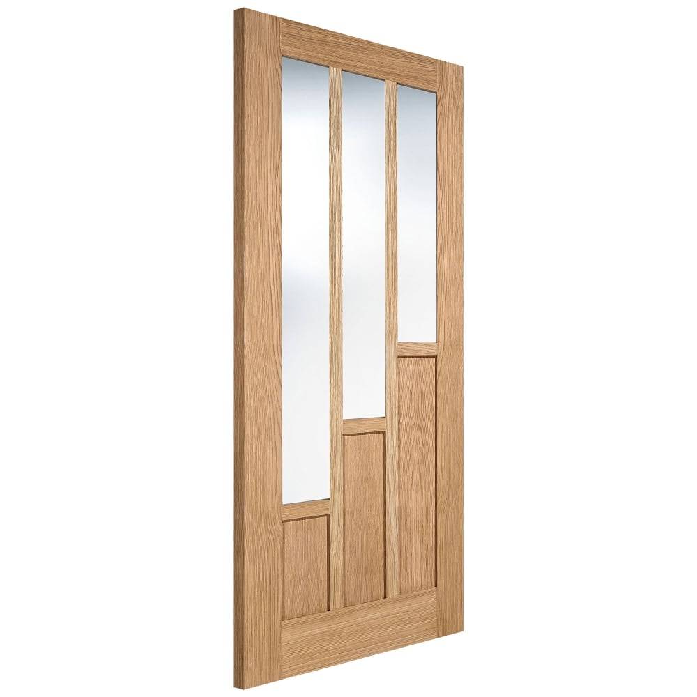 LPD Internal Oak Coventry Unfinished 3P 3L Clear Glass Door 2040mm x 726mm x 40mm (80.3" x 28.6") Price Comparisons | Compare The Build