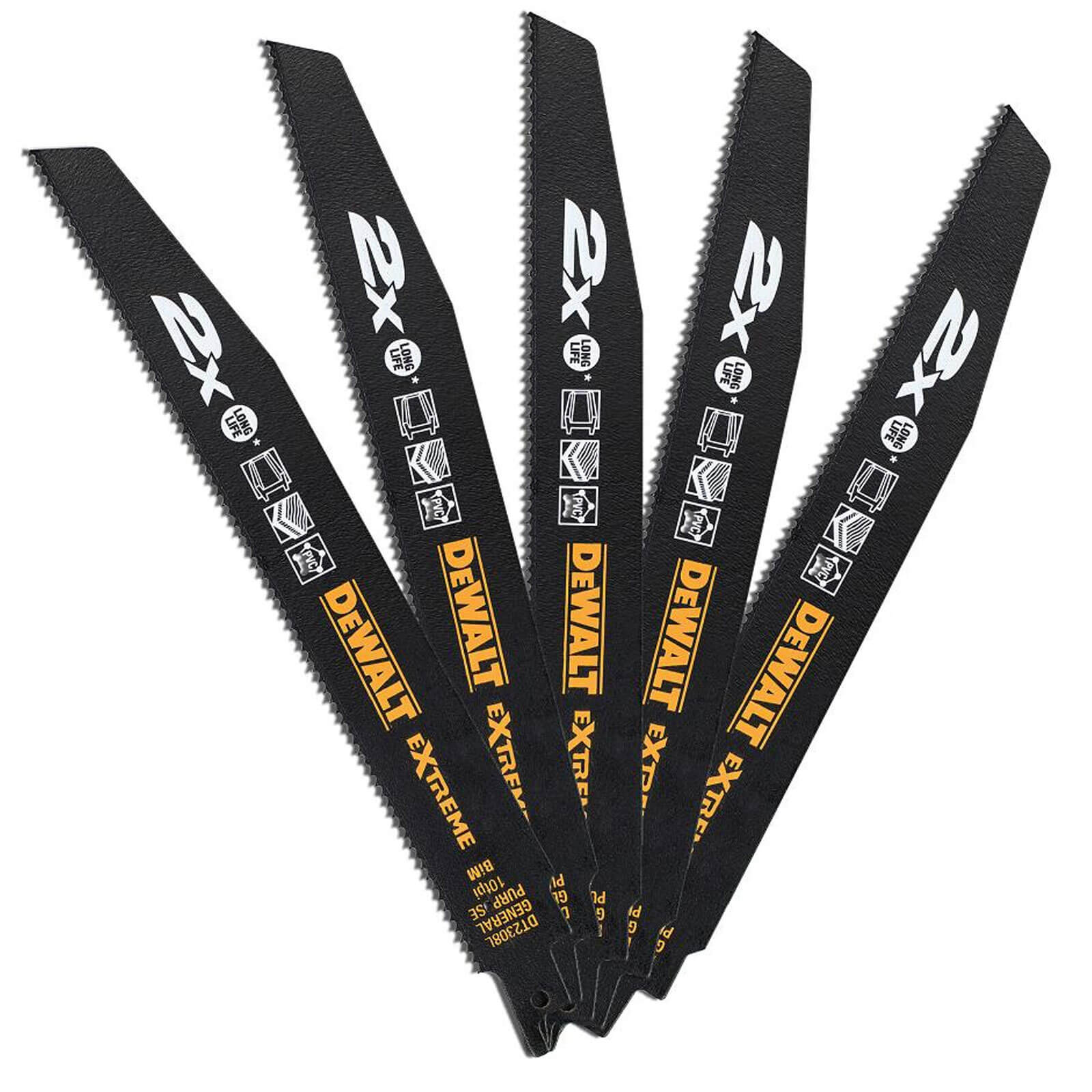 DeWalt Extreme 2X Life General Purpose Reciprocating Sabre Saw Blades 228mm Pack of 5 Price Comparisons | Compare The Build
