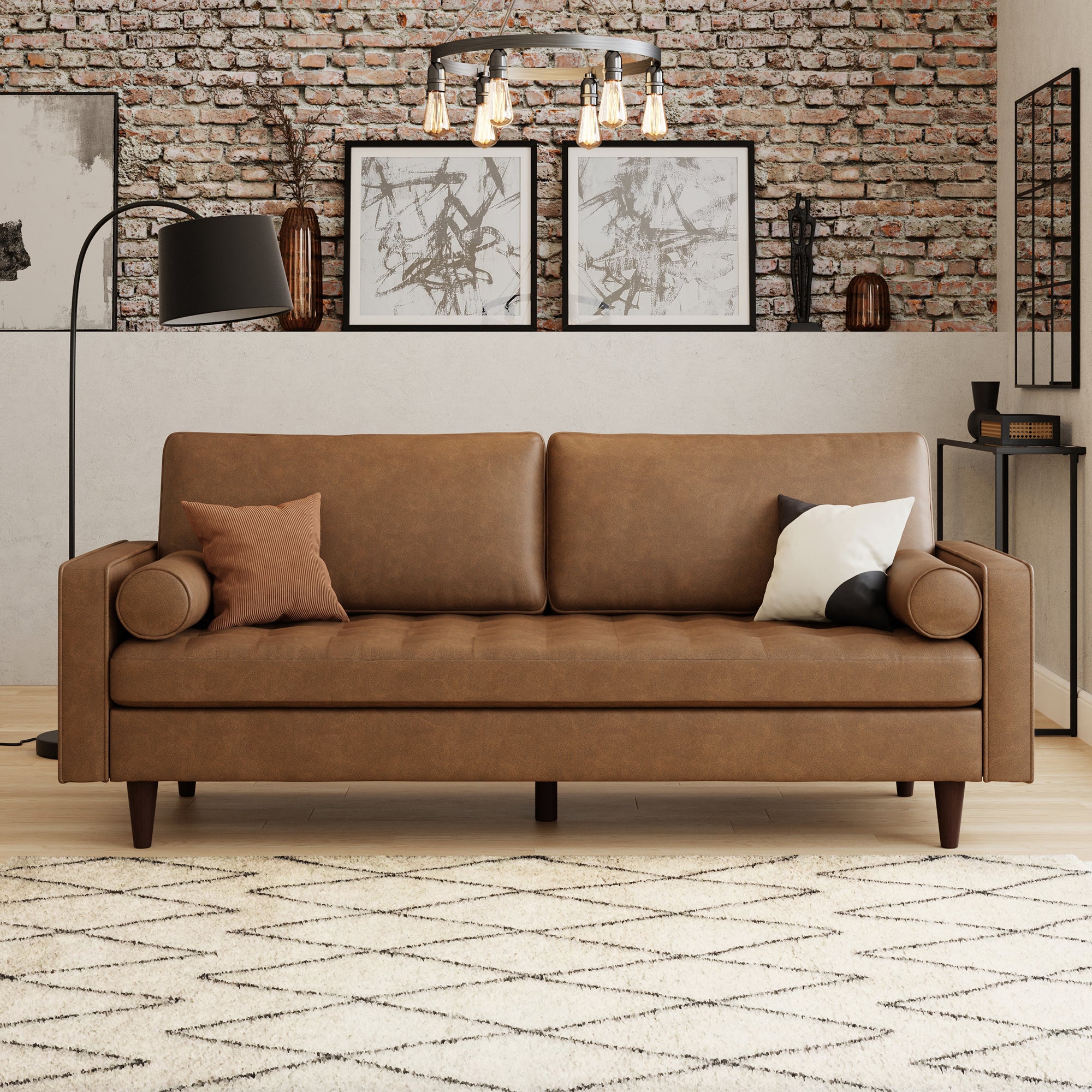 Alfie Faux Leather 3 Seater Sofa Mocha Price Comparisons | Compare The Build