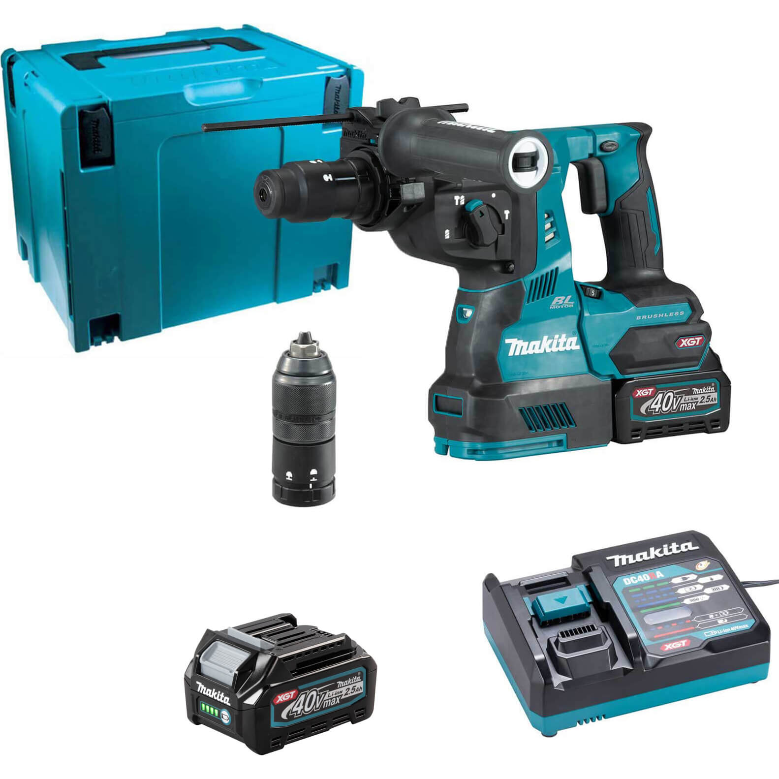 Makita HR004G 40v Max XGT Cordless Brushless SDS Plus Rotary Hammer Drill 2 x 2.5ah Li-ion Charger Case | Compare The Build