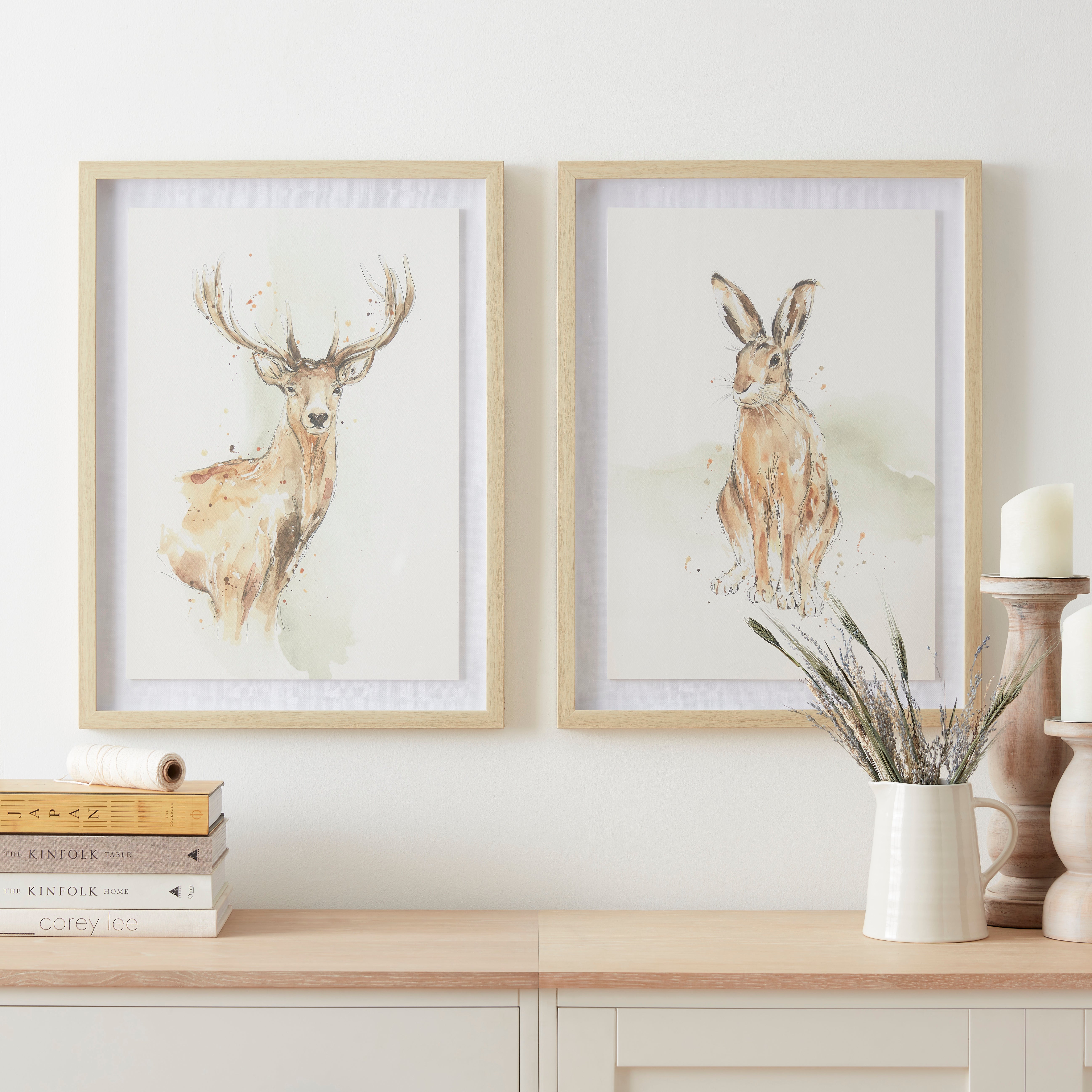 Set of 2 Woodland Animals Framed Print Brown Price Comparisons | Compare The Build