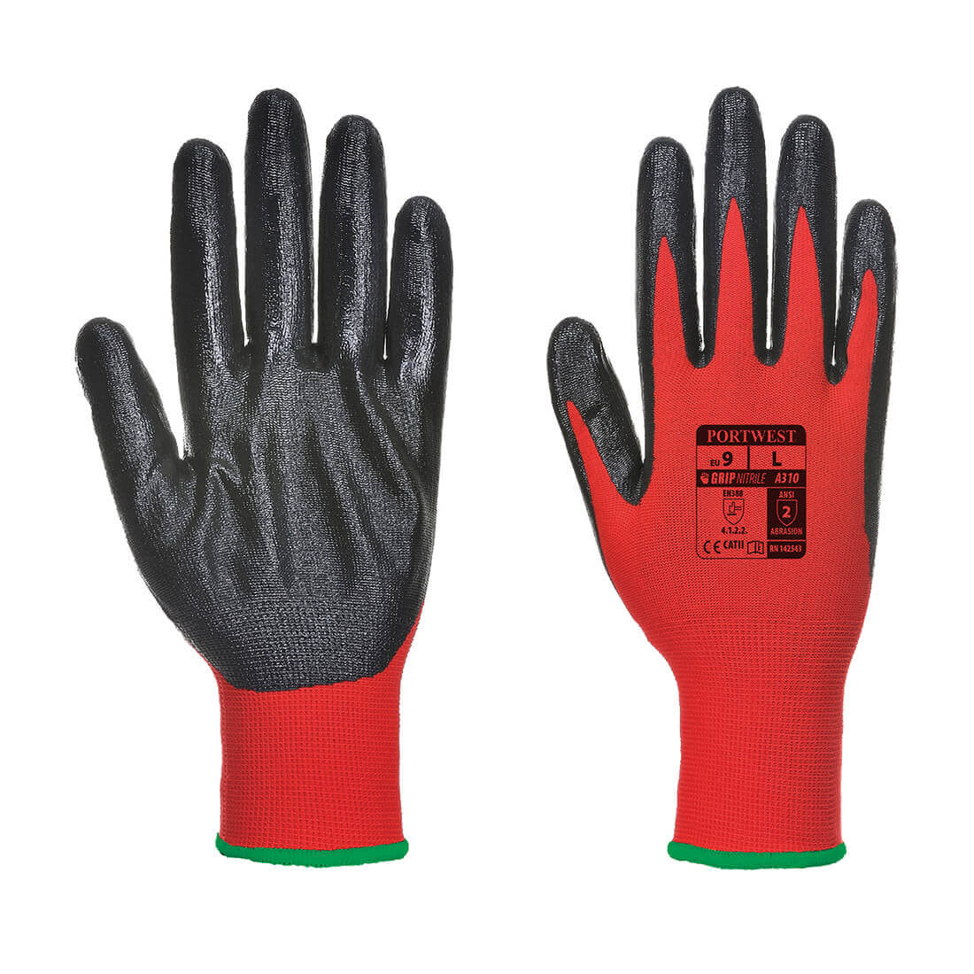 Portwest Flexo Grip Nitrile Tradesmans Gloves Red / Black M | Compare The Build