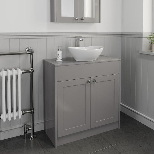 Park Lane Grey Free Standing Door Vanity Unit & Affine Roubaix Countertop Basin - 800mm Width Price Comparisons | Compare The Build