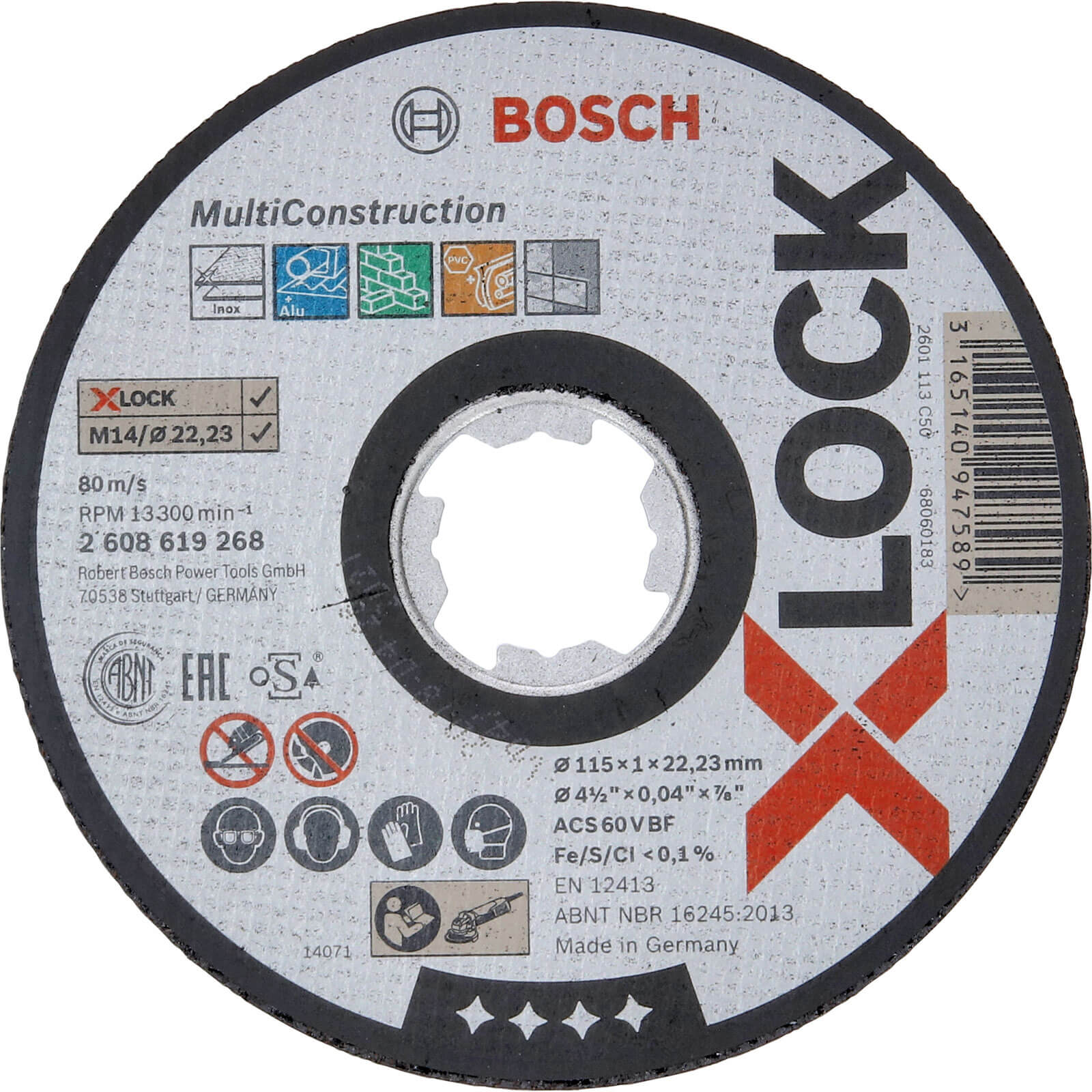 Bosch X Lock MultiConstruction Multi Material Cutting Disc 115mm 1mm 22mm | Compare The Build