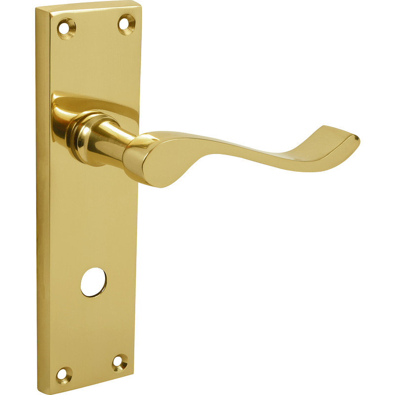 Unbranded Victorian Scroll Door Handles Bathroom Brass (Pair) in Gold | Compare The Build