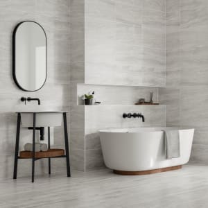 Wickes Callika™ Mist Grey Porcelain Wall & Floor Tile - 600 x 300mm Price Comparisons | Compare The Build