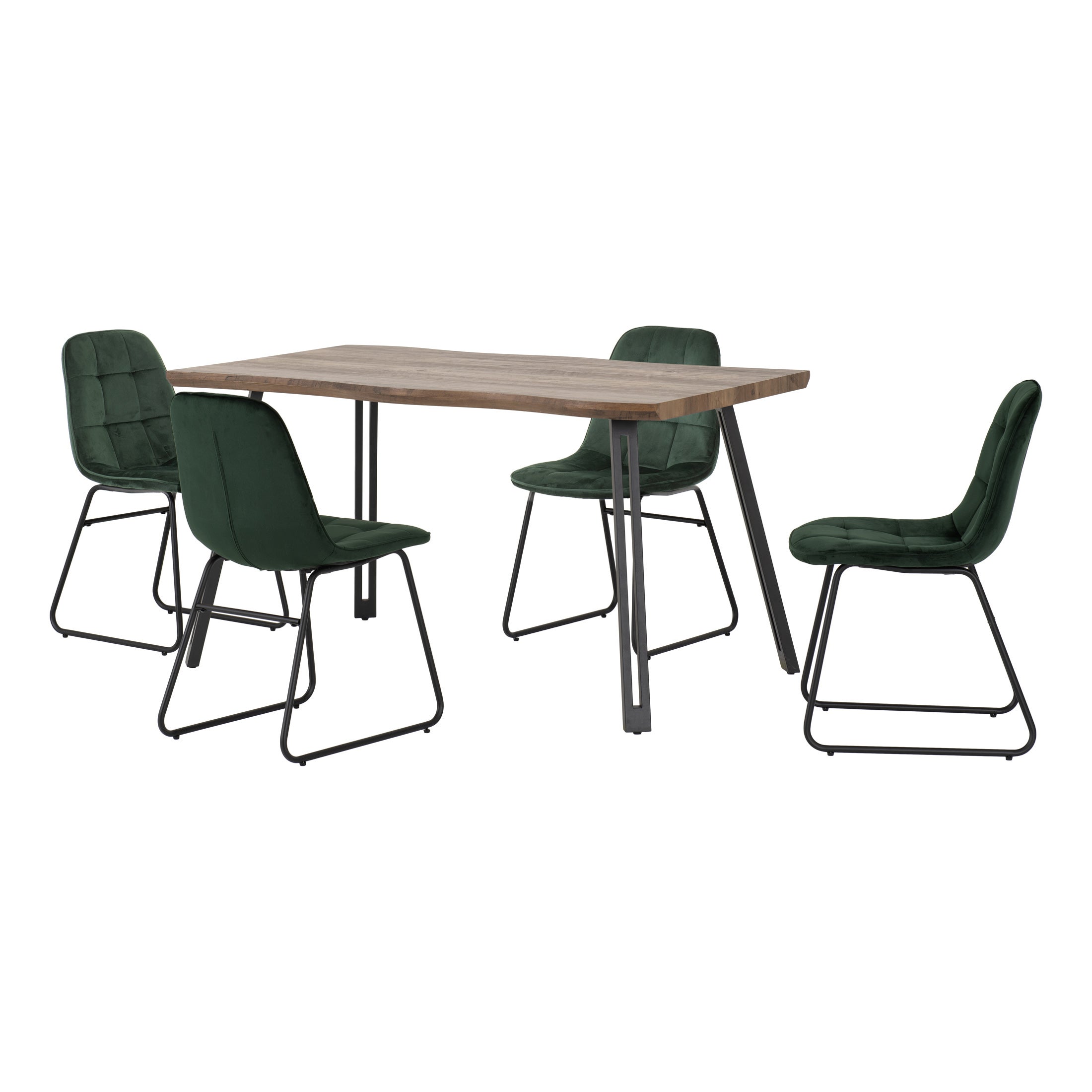 Quebec Wave Oak Effect Dining Table with 4 Lukas Green Dining Chairs Green | Compare The Build