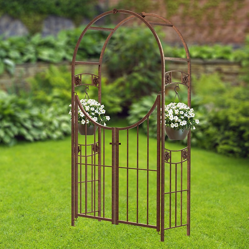 Panacea Rosette Round Metal Garden Arch with Gate 7'4 x 4'1 Price Comparisons | Compare The Build