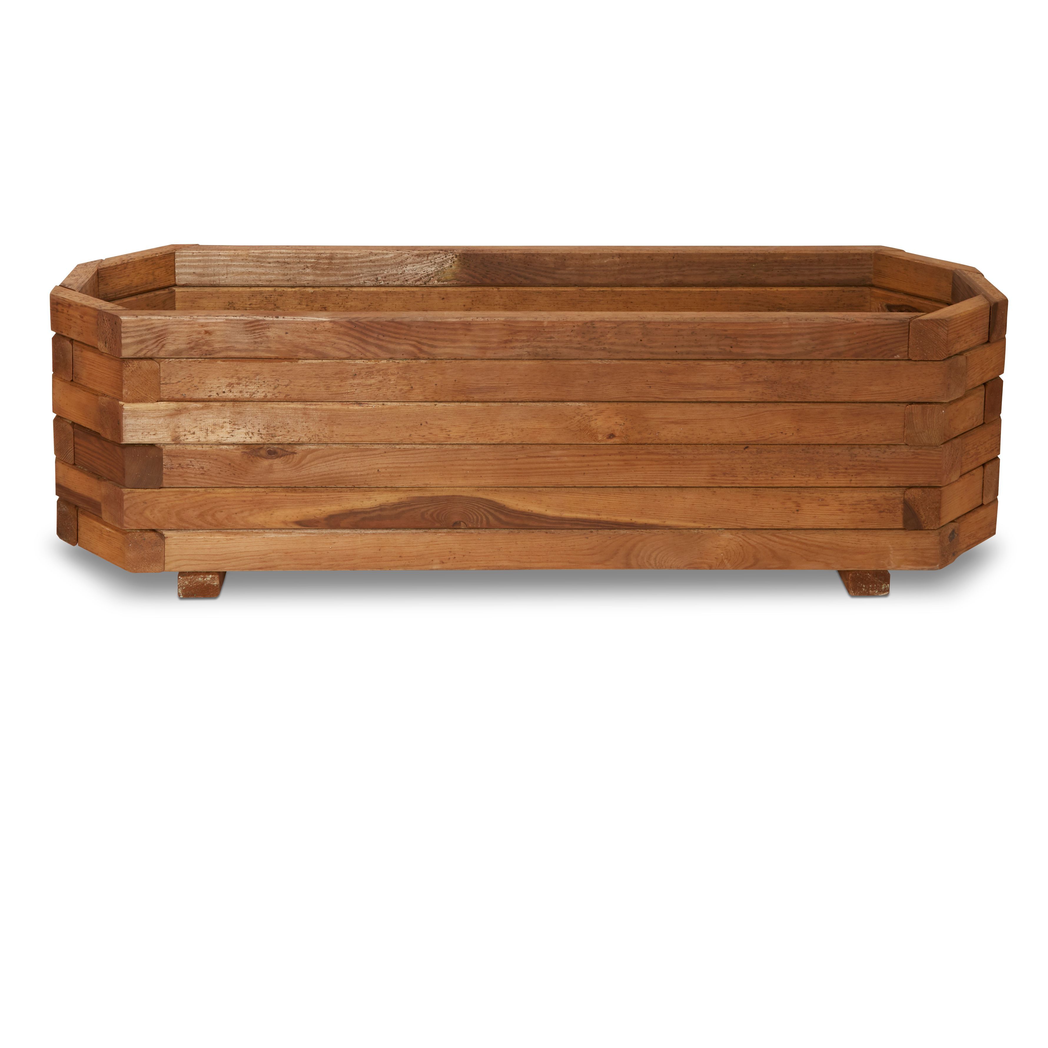 Blooma Bopha Pressure Treated Wood Brown Wooden Rectangular Trough 19Cm | Compare The Build