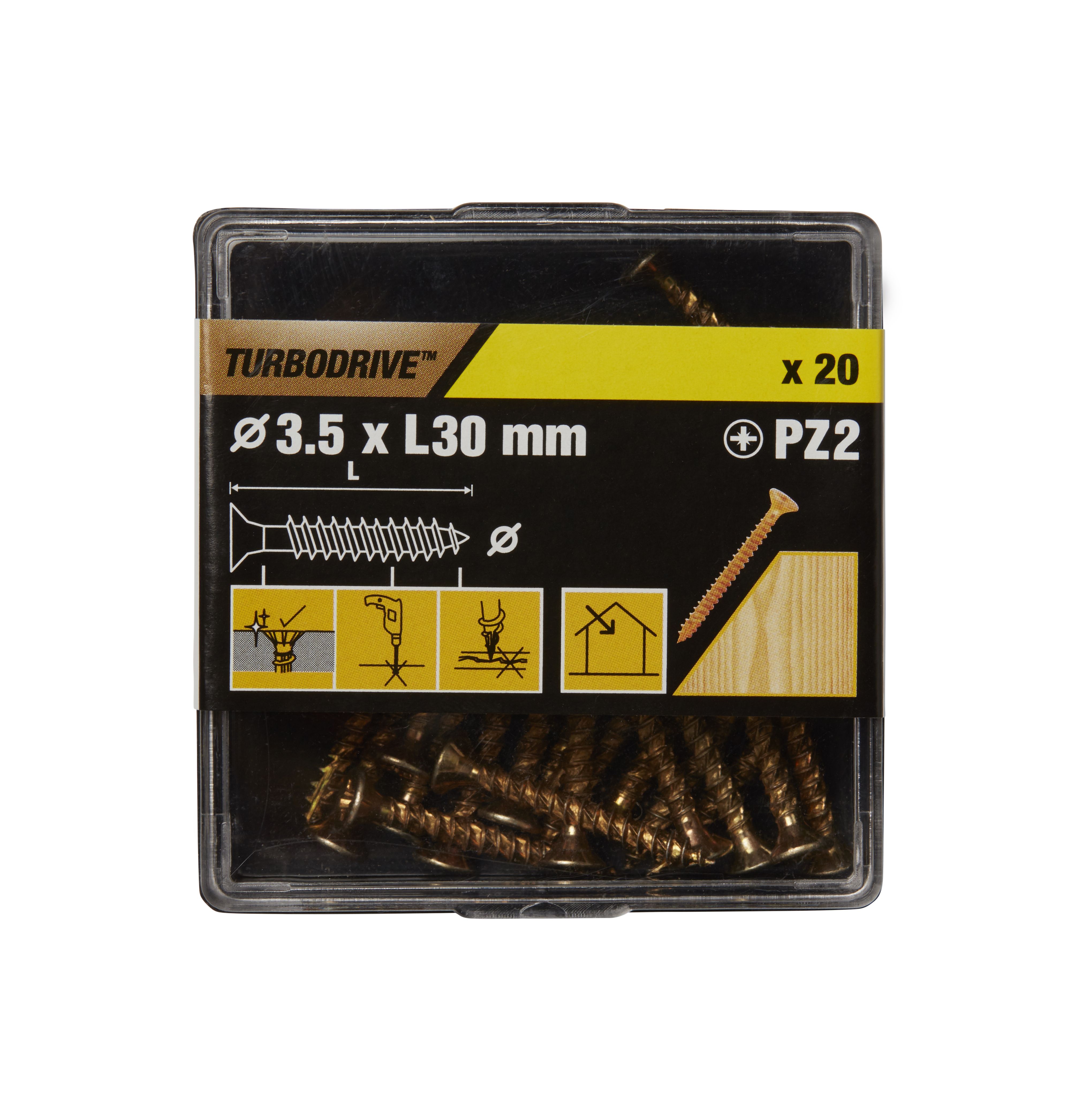 Turbodrive Pz Yellow-Passivated Steel Screw (Dia)3.5mm (L)30mm, Pack Of 20 Price Comparisons | Compare The Build