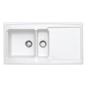 Wickes Contemporary 1.5 Bowl Ceramic Kitchen Sink - White | Compare The Build