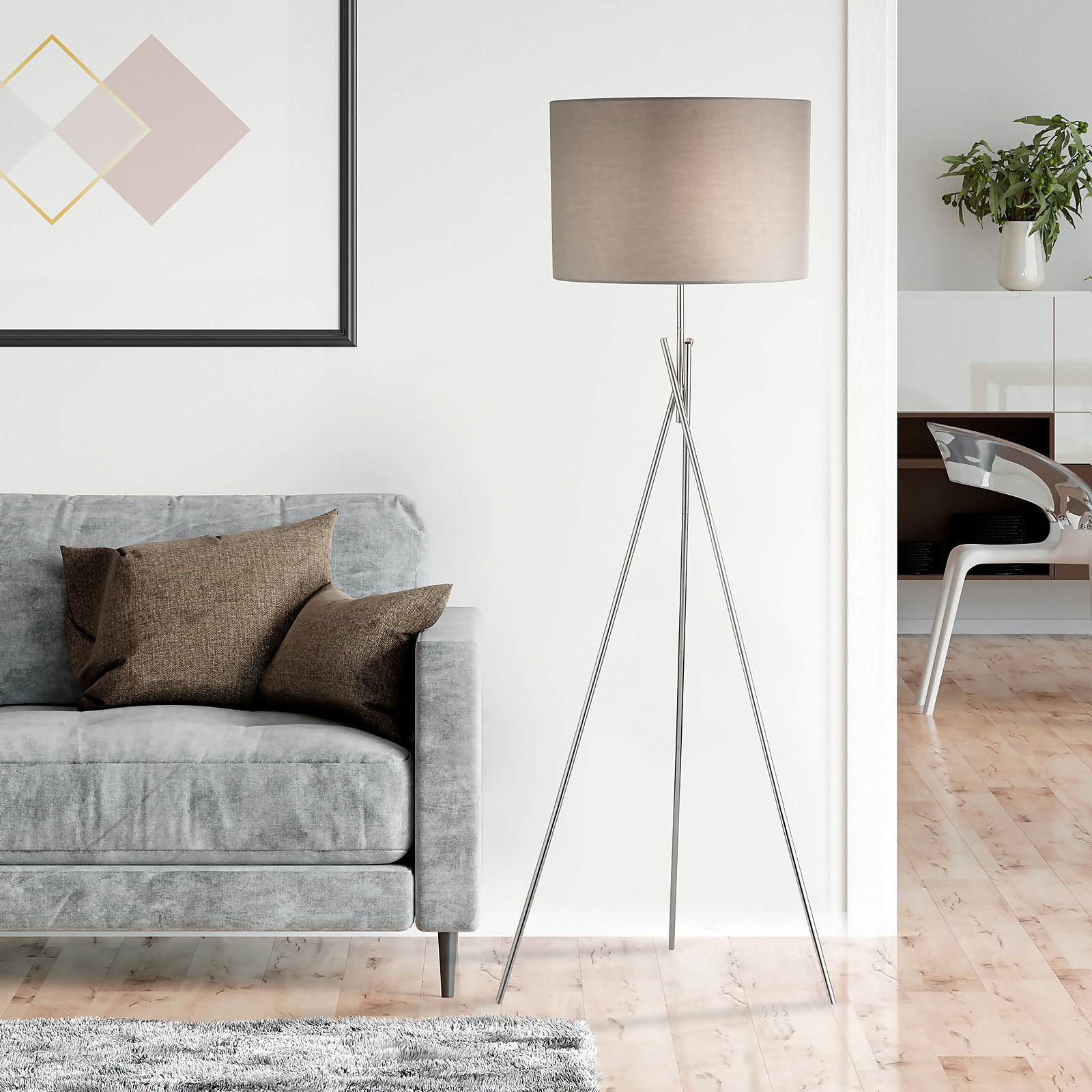 Bella Tripod Floor Lamp - Grey Price Comparisons | Compare The Build